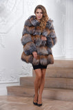 Natural Real Silver Fox Fur Luxury Long Thick Warm Fur Parka