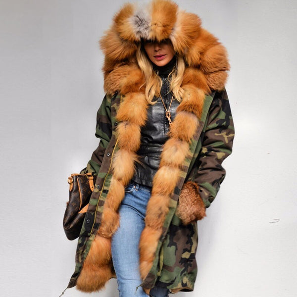 Real Fox Fur Army Parka Genuine fox Fur Outwear