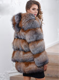 Natural Real Silver Fox Fur Luxury Long Thick Warm Fur Parka