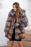 Natural Real Silver Fox Fur Luxury Long Thick Warm Fur Parka