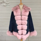 Denim Real Fur Thick Warm Fur Parka