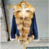 Denim Real Fur Thick Warm Fur Parka