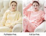 Rabbit Flannel Pajamas Sets Cute Winter Warm Soft Sleepwear Suit Unisex