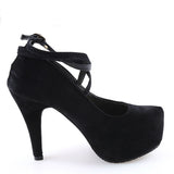 Super High Thin T-strap Buckle Strap Retro Round Toe Pumps Heel