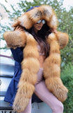 Real Fox Fur Thick And Long Gold Fox Fur Collar And Cuff Parka