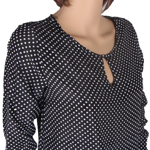 Casual O-Neck Long Sleeves Blouses Chiffon Polka Dots Shirt