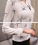 Elegant Long-Sleeve Chiffon Ruffle Work Tops