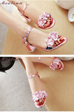 Sandals Flower Chunky Buckle Sliver Heel