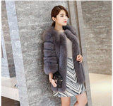 Long Real Fox Fur Coat Winter Genuine Natural Fur Jacket