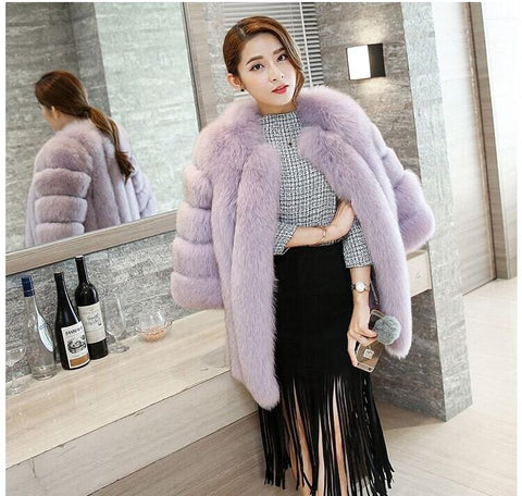 Long Real Fox Fur Coat Winter Genuine Natural Fur Jacket