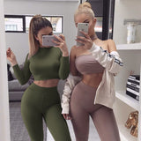 Two Piece Set Sexy Skinny Pants Crop Top