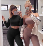 Two Piece Set Sexy Skinny Pants Crop Top