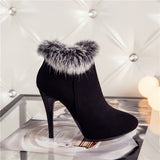 Winter High Heel Ankle Snow Fur Zip Boot