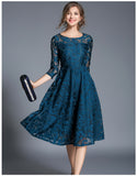 Casual Slim Fashion O-neck Sexy Hollow Out A-line Vintage Vestidos