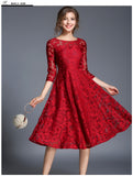 Casual Slim Fashion O-neck Sexy Hollow Out A-line Vintage Vestidos