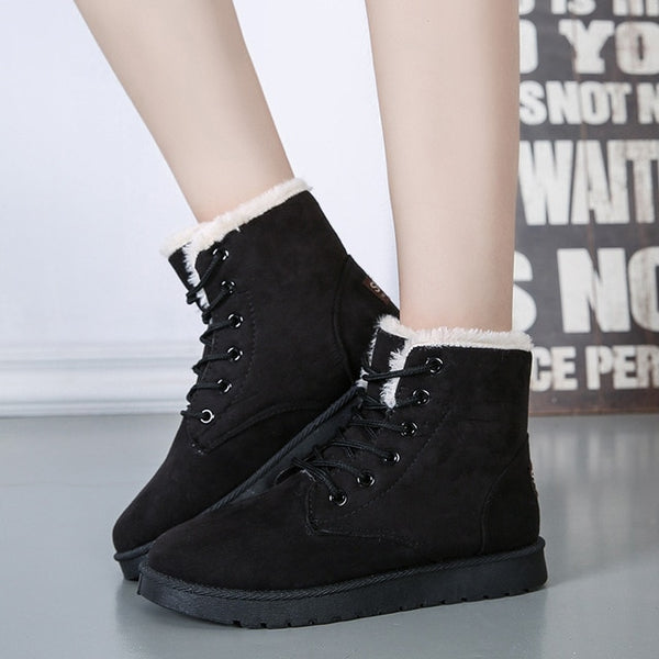 Suede Ankle Snow Warm Fur Plush Insole Boot