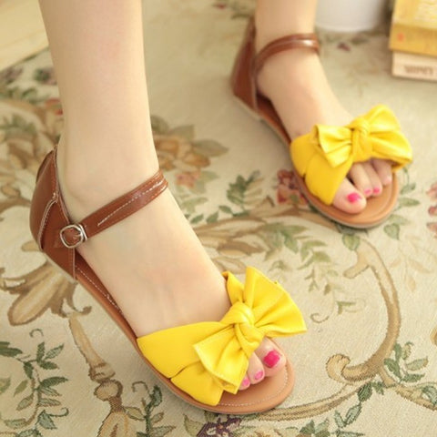 bowknot ankle wrap flat sandal