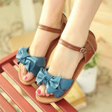 bowknot ankle wrap flat sandal