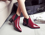 Chunky High Heels Martin Pointed Toe Ladies Chelsea Boot