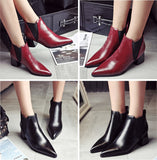 Chunky High Heels Martin Pointed Toe Ladies Chelsea Boot