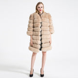 Natural Fur Winter Long Detachable Warm Thick Real Fox Fur Parka