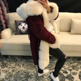 Real Fur Parka High Quality Rex Fur Lining Fox Fur Collar