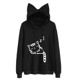 Cute Sweatshirt Pink Winter Cat Pattern Long Sleeve Moletom Hooded