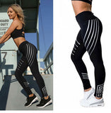 Print Fitness Workout Striped Fitness High Waist Slim Leggings