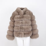 Elegant Winter Thick Real Fox Fur Long Sleeve Parka