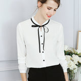 Elegant Office Blouse Long Sleeve Bow Slim Work Blouses