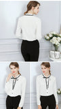 Elegant Office Blouse Long Sleeve Bow Slim Work Blouses