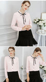 Elegant Office Blouse Long Sleeve Bow Slim Work Blouses