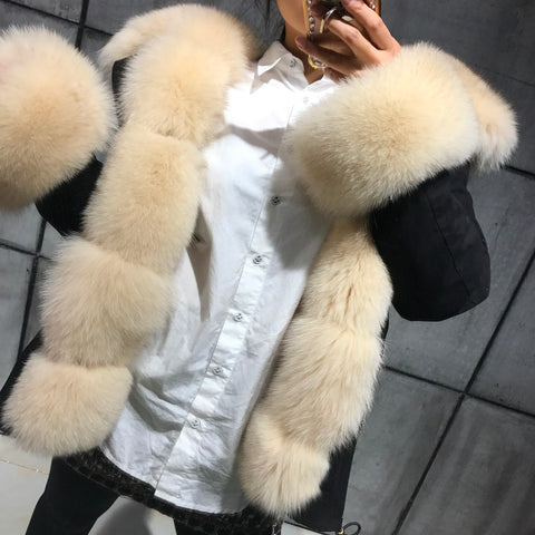 Real Fox Fur Parka Genuine Fox Fur Coat