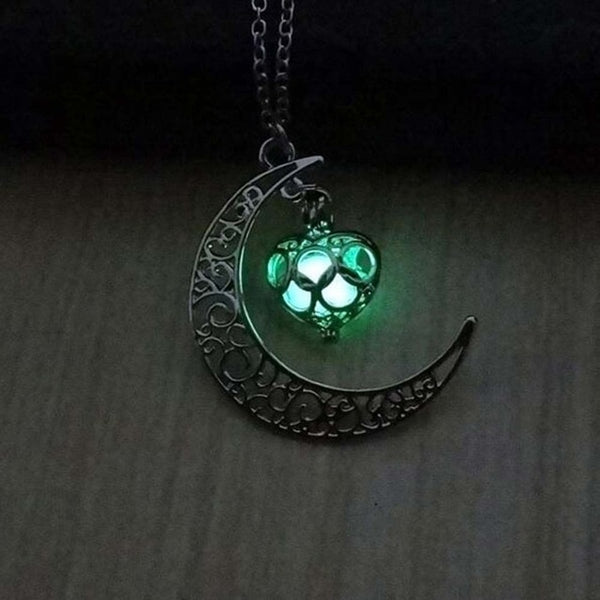 Hot Moon Glowing Necklace Gem Charm Silver Plated Halloween Gifts