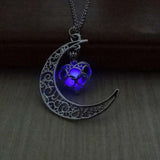 Hot Moon Glowing Necklace Gem Charm Silver Plated Halloween Gifts