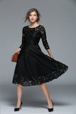 Casual Slim Fashion O-neck Sexy Hollow Out A-line Vintage Vestidos