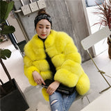 Real Fox Fur Genuine Leather Overcoat