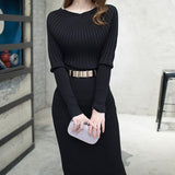 Elegant Pencil Knitting Slim O-Neck Party Dress