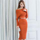 Elegant Pencil Knitting Slim O-Neck Party Dress