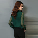 Long Sleeve Stand Neck Work Wear Elegant Blouse