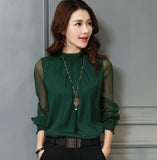 Long Sleeve Stand Neck Work Wear Elegant Blouse