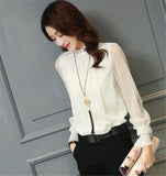 Long Sleeve Stand Neck Work Wear Elegant Blouse