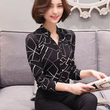 Elegant Long-Sleeve Chiffon Ruffle Work Tops