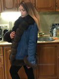 Denim Real Fur Thick Warm Fur Parka