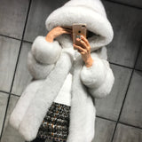 natural fur coat hooded women real fur coat hooded