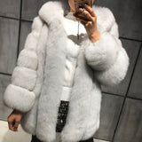 natural fur coat hooded women real fur coat hooded