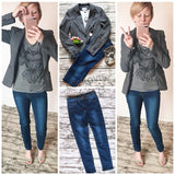 Skinny Denim Blue High Waist Button Fly Casual Jeans