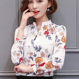 Elegant Long-Sleeve Chiffon Ruffle Work Tops