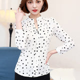 Elegant Long-Sleeve Chiffon Ruffle Work Tops