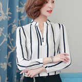 Elegant Long-Sleeve Chiffon Ruffle Work Tops